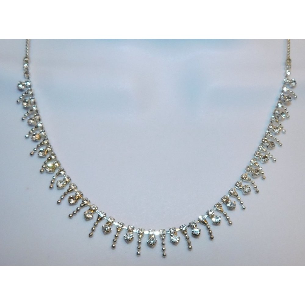 Silver Rhinestone Icicle Necklace - Picture 2 of 5